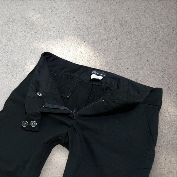 Zinc “Office Siren” Black, White & Blue-Green Pinstripe Flare Trouser Pants - Picture 4 of 6